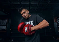 TITLE Boxing Blood Red Leather Punch Mitts -Boxing Promotions Shop BRMMPMRD 4