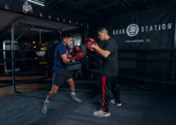 TITLE Boxing Blood Red Leather Punch Mitts -Boxing Promotions Shop BRMMPMRD 5