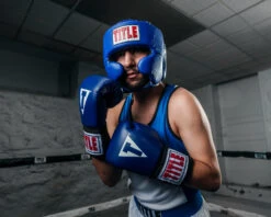 TITLE Classic USA Boxing Competition Headgear – With Cheeks -Boxing Promotions Shop CACHXBL 1