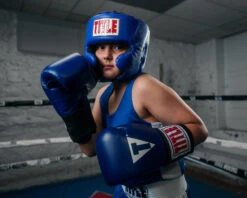 TITLE Classic USA Boxing Competition Headgear – With Cheeks -Boxing Promotions Shop CACHXBL 2