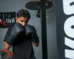 TITLE Black Bolstered Leather Bag Gloves -Boxing Promotions Shop DBBG 3