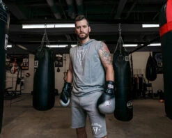 TITLE Boxing Outline Sleeveless Hoodie -Boxing Promotions Shop LTA3GR 1