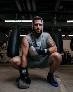 TITLE Boxing Outline Sleeveless Hoodie -Boxing Promotions Shop LTA3GR 2