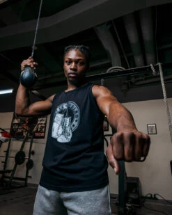 TITLE Boxing Vintage Hanging Gloves Tank -Boxing Promotions Shop LTA7BK 2