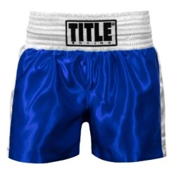TITLE Boxing Professional Women’s Satin Striped Boxing Trunks -Boxing Promotions Shop TPBTW2 BL WH 2