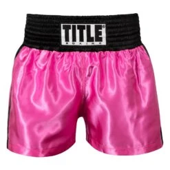 TITLE Boxing Professional Women’s Satin Striped Boxing Trunks -Boxing Promotions Shop TPBTW2 PK BK 2