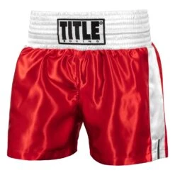 TITLE Boxing Professional Women’s Satin Striped Boxing Trunks -Boxing Promotions Shop TPBTW2 RD WH 1