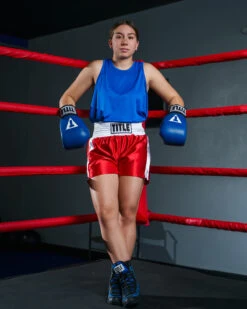 TITLE Boxing Professional Women’s Satin Striped Boxing Trunks -Boxing Promotions Shop TPBTW2RD 1