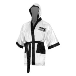 TITLE Boxing Fingertip Robe -Boxing Promotions Shop TSRF2 WH BK 2