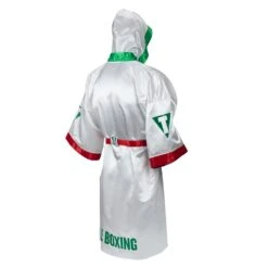 TITLE Boxing Pro Full Length Boxing Robe 23 TITLE Boxing Pro Full Length Boxing Robe -Boxing Promotions Shop TSRFL2 RD WH GN 02