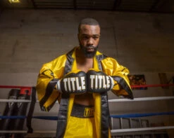 TITLE Boxing Pro Full Length Boxing Robe 32 TITLE Boxing Pro Full Length Boxing Robe -Boxing Promotions Shop TSRFL2BKGD 1