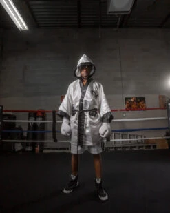 TITLE Boxing Fingertip Robe -Boxing Promotions Shop TSRFWHBK 1