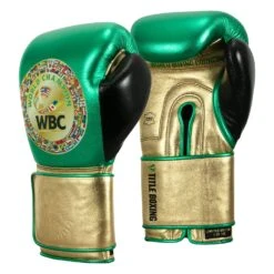 WBC By TITLE Boxing Green Belt Training Gloves 1.0 -Boxing Promotions Shop WGBTG GN GD BK 2