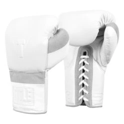 TITLE White Boxing Lace Sparring Gloves 2.0 -Boxing Promotions Shop WHSG2 2