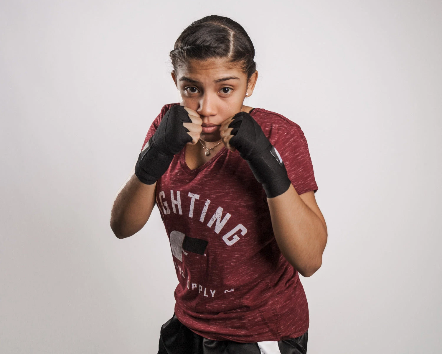 Fighting Women's Distressed V-Neck Tee 2 Fighting Women's Distressed V-Neck Tee - Image 2