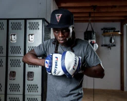 Fighting Force Micro Leather Punch Mitts -Boxing Promotions Shop ftgmpm wh bl 2