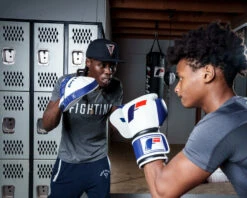 Fighting Force Micro Leather Punch Mitts -Boxing Promotions Shop ftgmpm wh bl 4