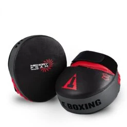TITLE Boxing Memory Foam Tech Punch Mitts -Boxing Promotions Shop mfmpm bk rd 3 1
