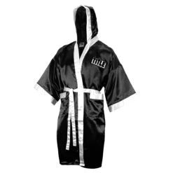 TITLE Boxing Full Length Robe -Boxing Promotions Shop tsrfl bk wh 2