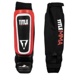 TITLE MMA Shin-N-Instep Pull-On Guards -Boxing Promotions Shop ztsnsg bk rd 2